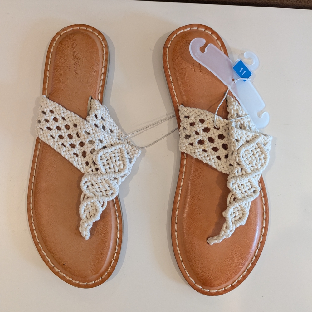 Women's Crochet Sandals in Cream